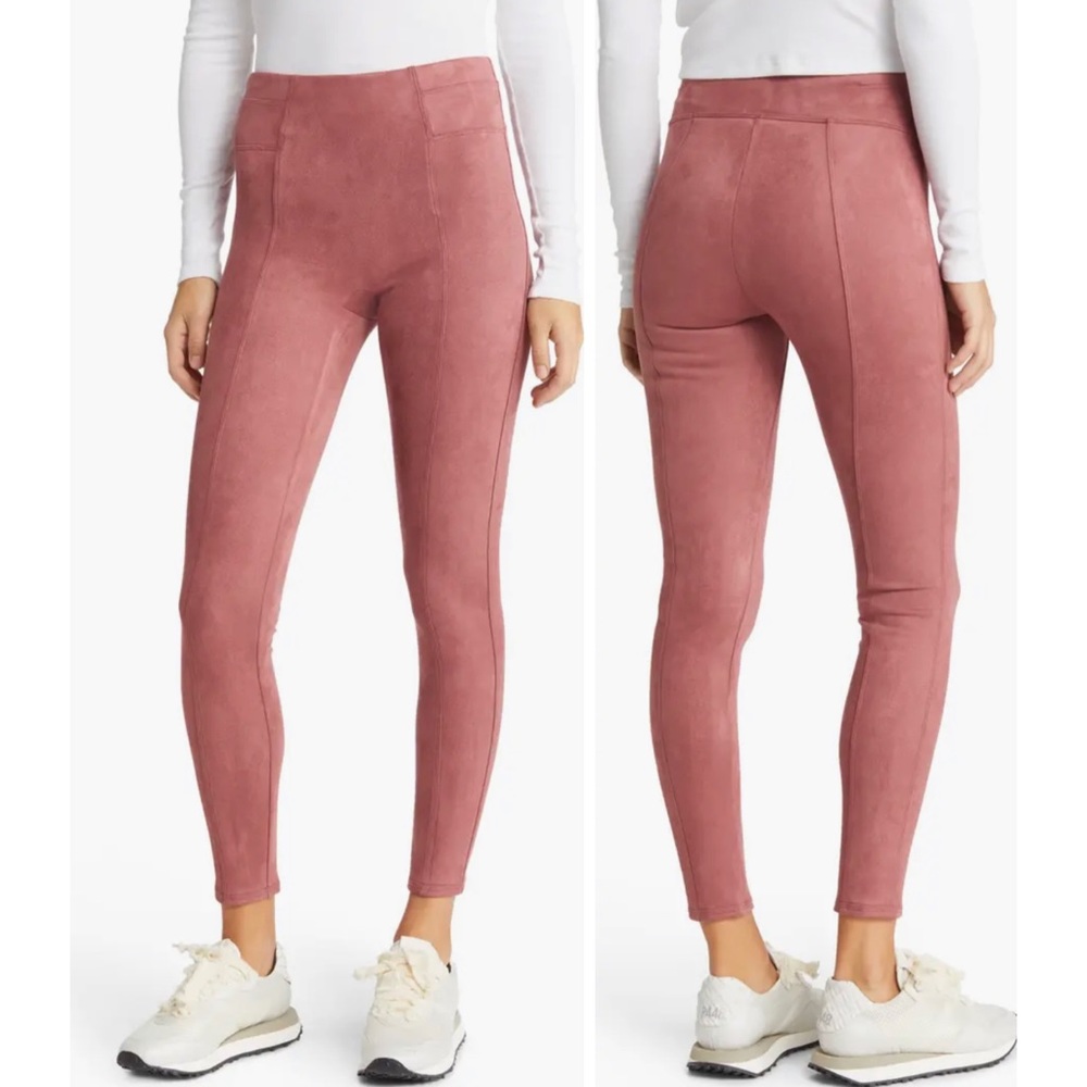 SPANX High Waist Faux Suede Leggings Rich Rose Size Medium